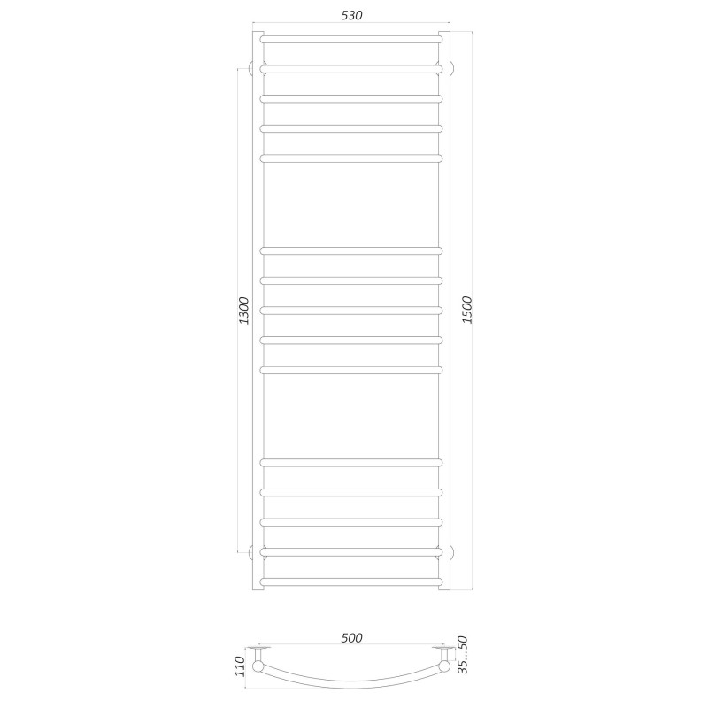 Рушникосушарка UNIO LDE ER 1500-500-15 Лесенка Дуга Элит электро