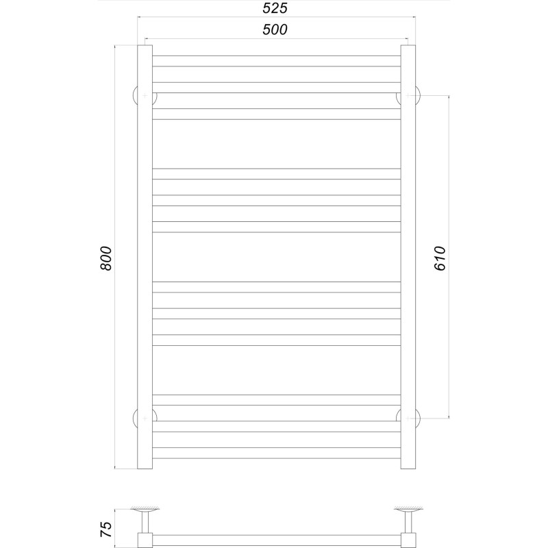 Полотенцесушитель UNIO MS W 800-500-12 BLK Модена вода черный