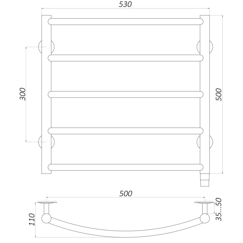 Рушникосушарка UNIO LD EL 500-500-5 BLK Лесенка Дуга электро черная