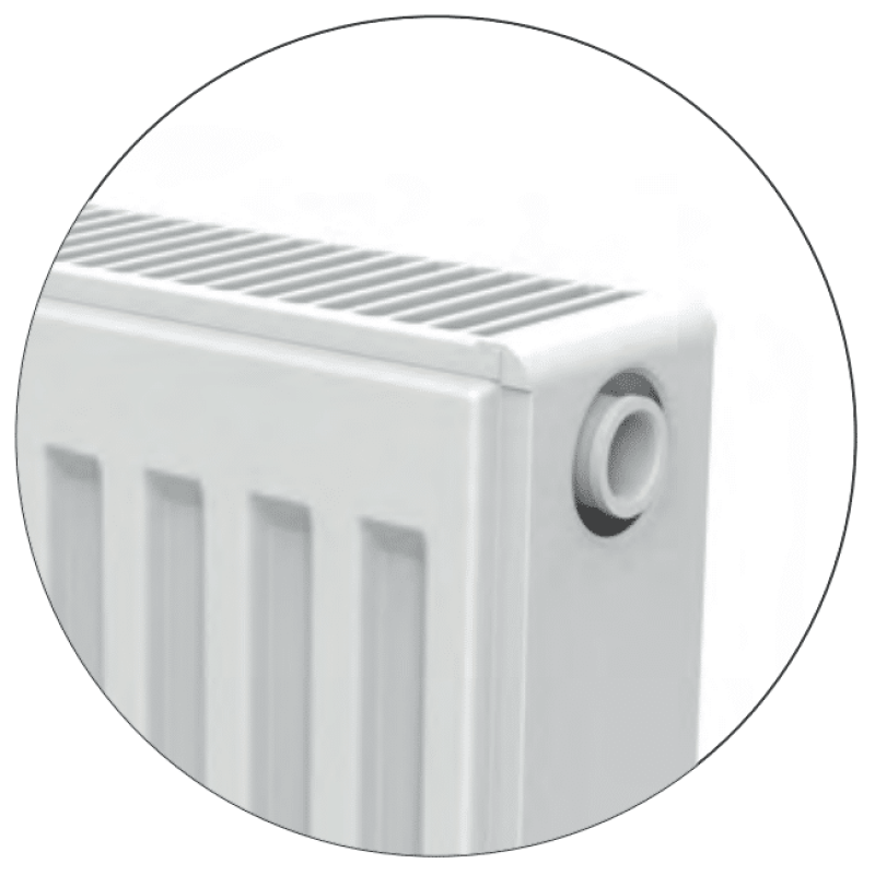Сталевий радіатор DeLonghi Compact Panel 22 TEK 300 x 700 мм 886 Вт збоку підкл.