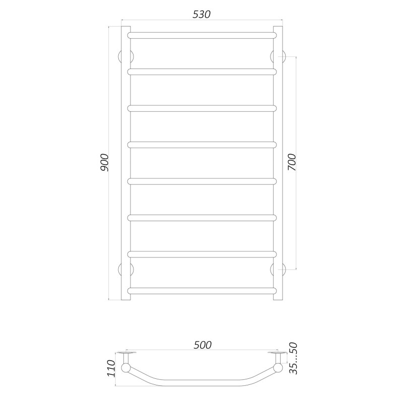 Рушникосушарка UNIO LT ER 900-500-8 Лесенка Трапеция электро