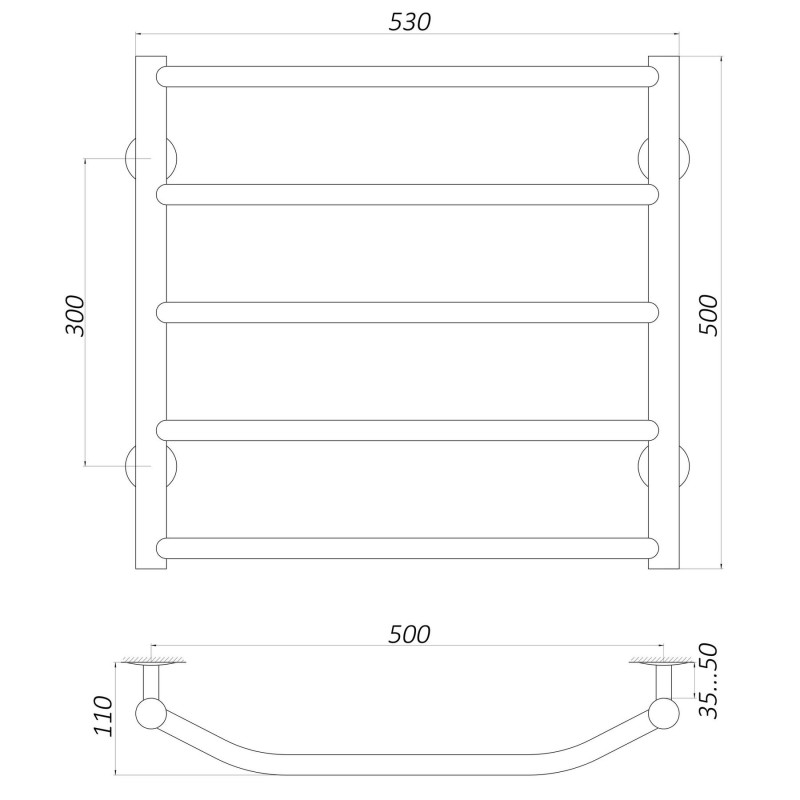 Рушникосушарка UNIO LT EL 500-500-5 Лесенка Трапеция электро