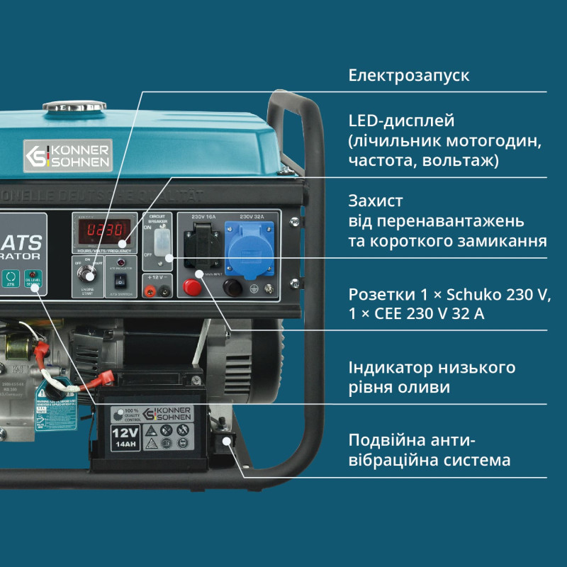Бензиновий генератор «Könner & Söhnen» KS 7000E ATS