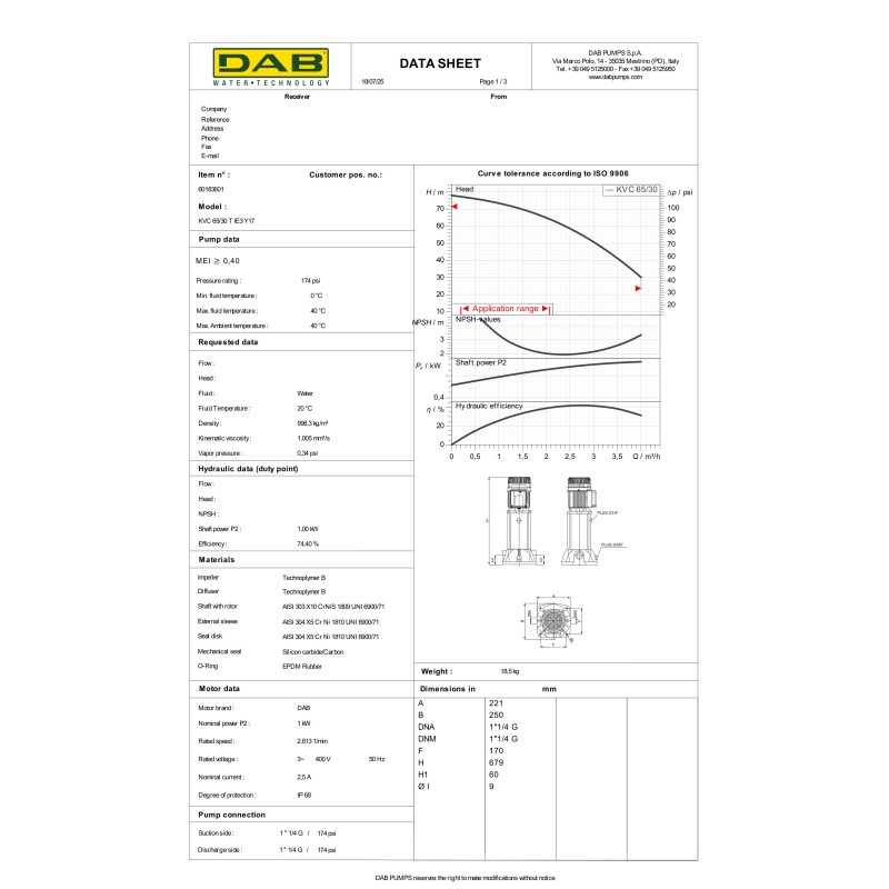 Багатоступеневий вертикальний насос KVC 65/30 T (60183601)