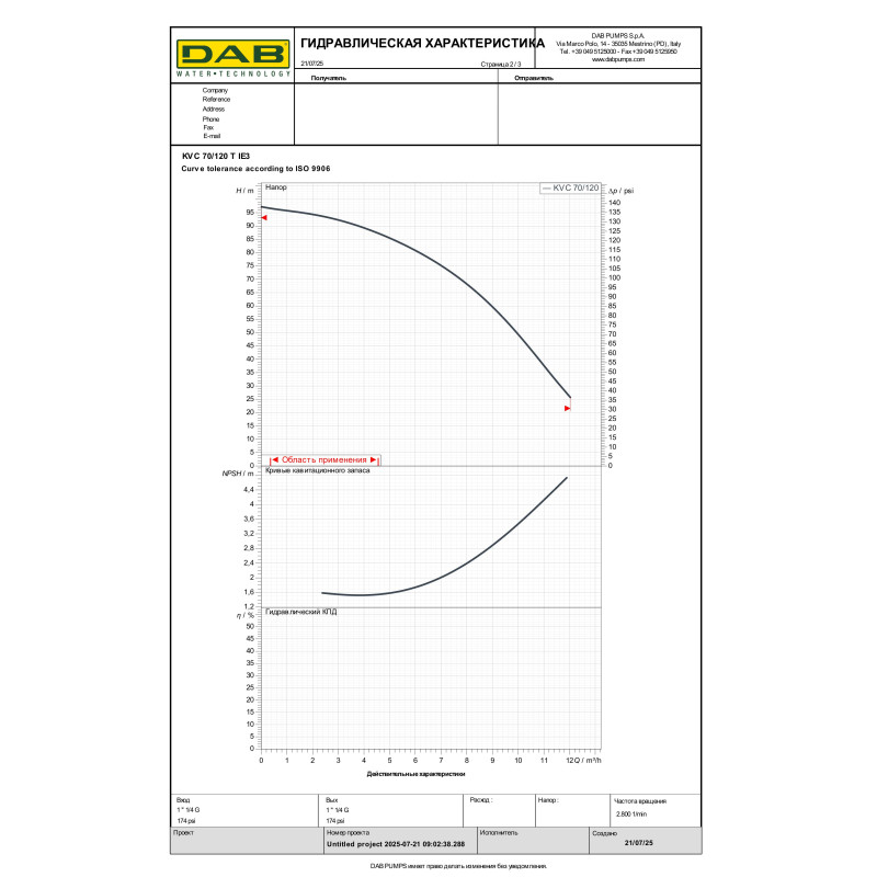 Багатоступеневий вертикальний насос KVC 70/120 T (60179876)