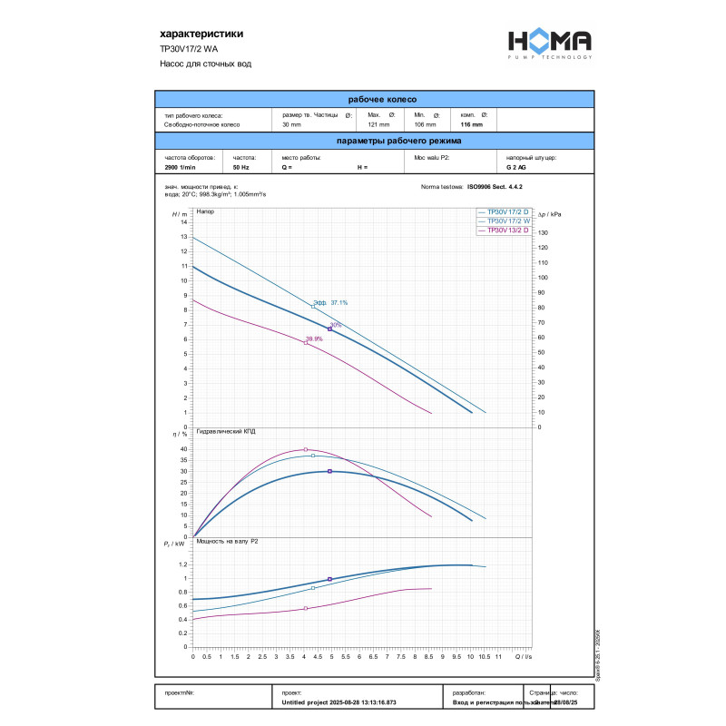 Фекальний насос HOMA TP30V17/2 WA (9503175.03)