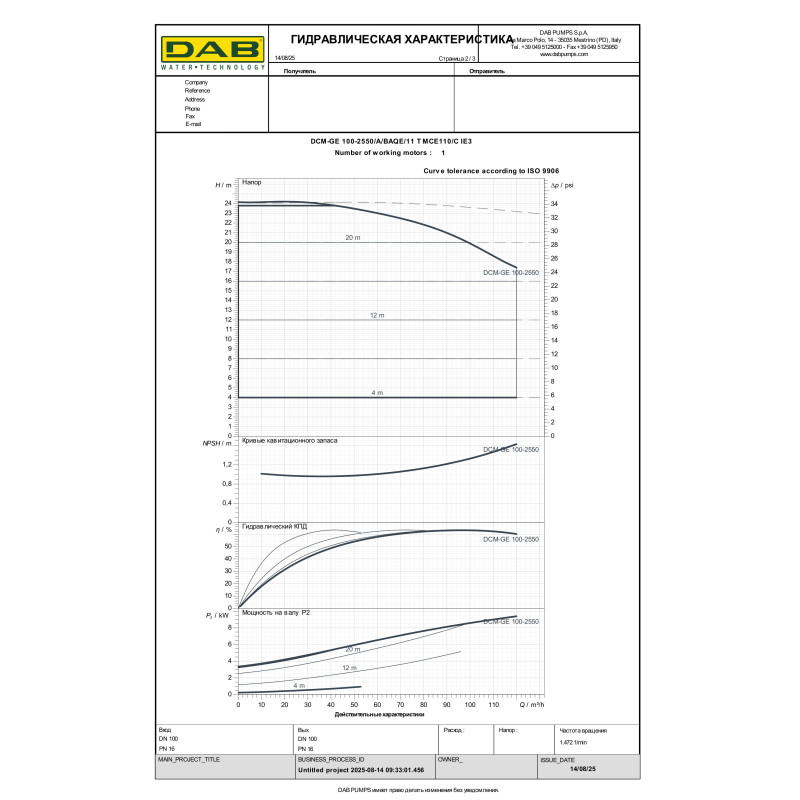 Насос з сухим ротором DCM-GE 100-2550 (60167296)
