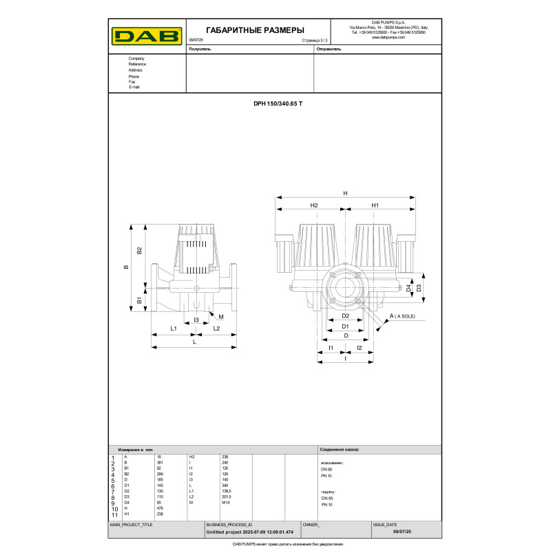 Циркуляційний насос DPH 150/340.65 T (5051208622)