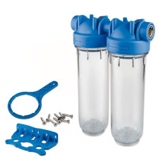 ZA3110680 Фільтр-колби DP DUO TS (прозорі) Ø3/4&Prime; OT (латунь) 10&Prime; 45° 8 bar KIT Atlas Filtri s.r.l.