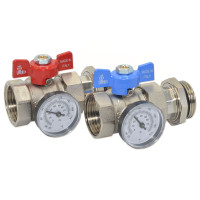 KIT422D000 Комплект прямих кранів колектора з термометром Ø1&Prime; ВЗ BIANCHI F.LLI S.P.A.