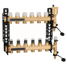 6626F6 Колектор латунний Ø1″ В х 6 х 3/4″ З в сборі 5÷80°C 10 bar  Caleffi S.p.a.