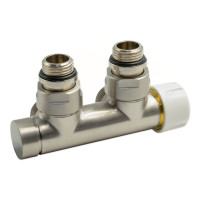 V37110JSB Вузел термостатичний TWIN THERMO BRUSH SILVER кутовий ПРАВИЙ Ø1/2″ З x 3/4″ EK 50 мм Carlo Poletti Srl