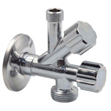 D902594 Кран подвійний кутовий для сантехприладів Ø1/2″ х 3/8″ х 3/4″ VA Albertoni srl