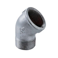 12105003 Коліно оцинковане (білий чавун) Ø1/2″ ВЗ 45° Atusa