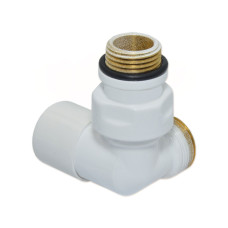 V174211EFDX Кран відсікаючий трьохосьовий БІЛИЙ корпус + штуцер Ø1/2&Prime; х 24-19 DX (правий) FIRST CORNER Carlo Poletti Srl