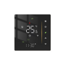 Термостат кімнатний Konveka TW24-FAN 0-10V Fan, 5÷35 °C(± 0.5 °C), 24V, 50 ~ 60Гц, 16A, 1.5Вт, Wi-Fi габарити:88x88x37,5мм, матеріал корпусу: вогнестійкий пластик, Black