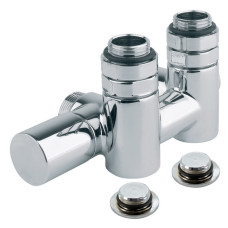 V114112BSX Вузел радіаторний ХРОМ Ø1/2&Prime; x 3/4&Prime; EK SX (лівий) TWIN COMBI (підкл. тену) 50 мм Carlo Poletti Srl