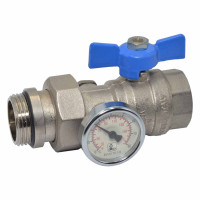 422MC0060E Кран-американка 1&Prime; з термометром 0÷80 °C (blue/синій) &Prime;метелик&Prime; BIANCHI F.lli S.p.A