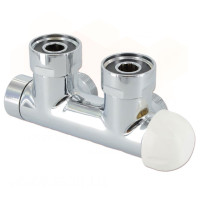 V37310B Вузел термостатичний TWIN F THERMO ХРОМ кутовий ПРАВИЙ Ø3/4&Prime; F (пласке ущільнення) x 3/4&Prime; EK 50 мм Carlo Poletti Srl