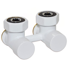 V72112EF Кран нижнього підключення FIRST PIASTRE БІЛИЙ кутовий Ø3/4&Prime; F x 3/4&Prime; EK Carlo Poletti Srl