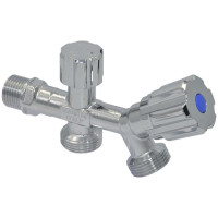 D443385 Кран подвійний кутовий для сантехприладів Ø1/2&Prime; х 3/4&Prime; х 3/4&Prime; VA Albertoni srl