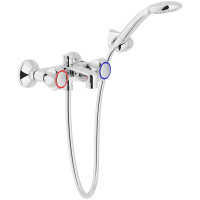 NUOVA FLORA Змішувач для ванни NZ06002/zCR короткий злив з настінним тримачем + лійка, шланг CARLO NOBILI SPA (Італія)