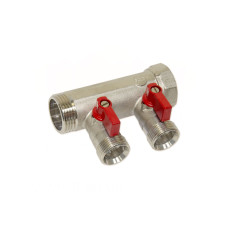 202C06050A Колектор з кульовими кранами Ø1&Prime; х 2 х 3/4&Prime;ЗР (red/червоний) I=45 мм BIANCHI F.LLI S.P.A.