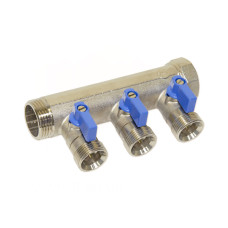203C06050D Колектор з кульовими кранами Ø1&Prime; х 3 х 3/4&Prime;ЗР (blue/синій) I=45 мм BIANCHI F.LLI S.P.A.