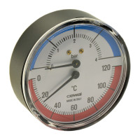 91558600 Термоманометр Ø80 1/2&Prime; 0/120°С 6 бар фронтальний Cewal S.p.A.