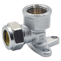 8106021 Коліно настінне (ХРОМ) затискне Ø15 x 1/2&Prime; В COMISA