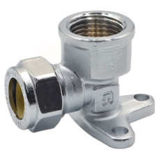 8106021 Коліно настінне (ХРОМ) затискне Ø15 x 1/2&Prime; В COMISA