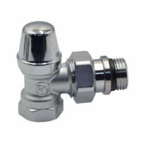431422 Кран радіаторний ХРОМ ручка відсікаючий Ø1/2″ кутовий 10 bar Caleffi S.p.a