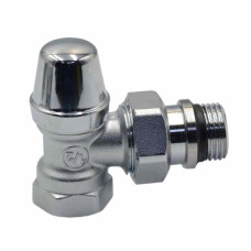 431422 Кран радіаторний ХРОМ ручка відсікаючий Ø1/2″ кутовий 10 bar Caleffi S.p.a