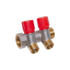 202B05040A Колектор з вентилями Ø3/4&Prime; х 2 х 1/2&Prime;ЗР хром (red/червоний) I=36 мм BIANCHI