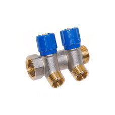 202B05040D Колектор з вентилями Ø3/4&Prime; х 2 х 1/2&Prime;ЗР хром (blue/синій) I=36 мм BIANCHI