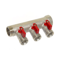 203C06050A Колектор з кульовими кранами Ø1&Prime; х 3 х 3/4&Prime;ЗР (red/червоний) I=45 мм BIANCHI F.LLI S.P.A.