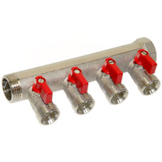 204C06050A Колектор з кульовими кранами Ø1&Prime; х 4 х 3/4&Prime;ЗР (red/червоний) I=45 мм BIANCHI F.LLI S.P.A.