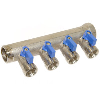 204C06050D Колектор з кульовими кранами Ø1&Prime; х 4 х 3/4&Prime;ЗР (blue/синій) I=45 мм BIANCHI F.LLI S.P.A.