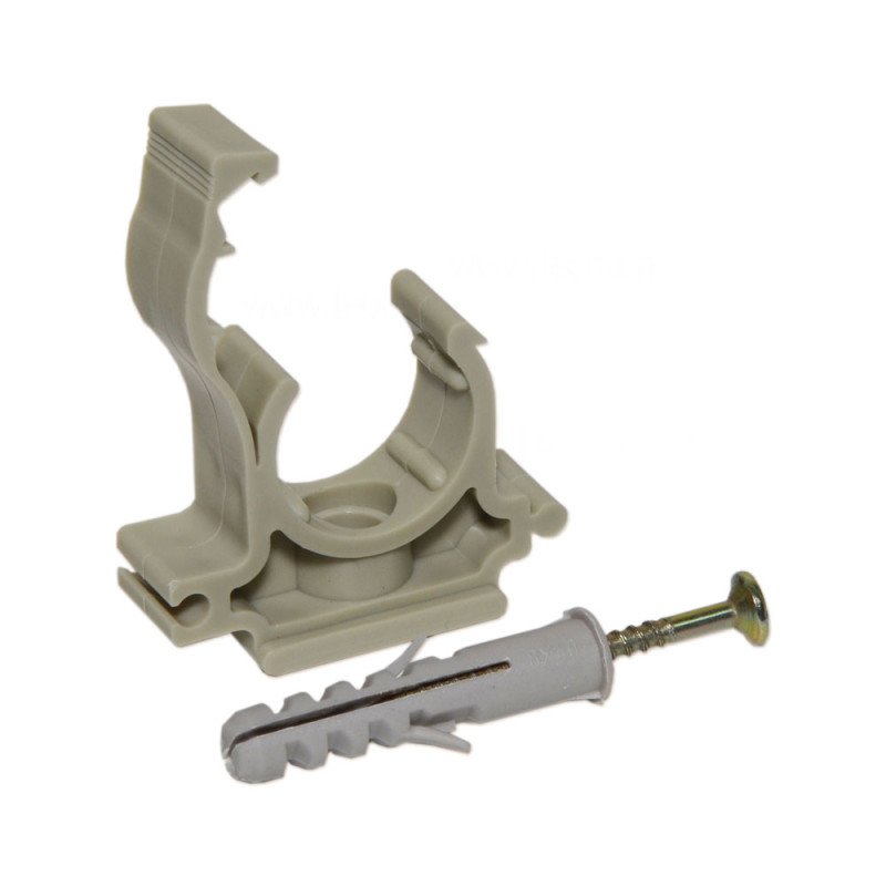 9-9741-063-00-01-04 Кліпса одинарна PP з клямкою Ø63 (бежева) з забивним шурупом Capricorn S.A.