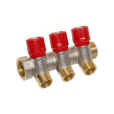 203B05040A Колектор з вентилями Ø3/4&Prime; х 3 х 1/2&Prime;ЗР хром (red/червоний) I=36 мм BIANCHI