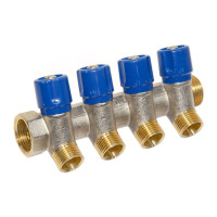 204B05040D Колектор з вентилями Ø3/4&Prime; х 4 х 1/2&Prime;ЗР хром (blue/синій) I=36 мм BIANCHI F.LLI S.P.A.