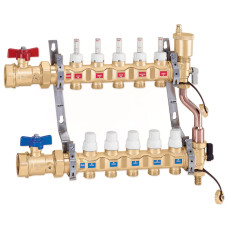 6686O5S1 Колектор латунний з витратомірами та байпасом Ø1″ В х 13 х 3/4″ З в сборі 0÷80°C 10 bar Caleffi S.p.a