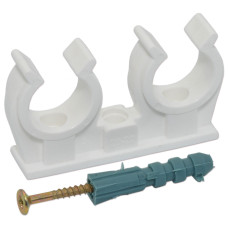 9-9802-018-00-01-01 Кліпса подвійна PP з забивним шурупом Ø16÷18 (біла) Capricorn S.A.