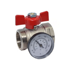 422D00060F Кран коллектора з термометром прямий Ø1&Prime; ВЗ (red/червоний) BIANCHI F.LLI S.P.A.