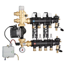 1825L5  Колектор (технополімер) + змішувальна група і насос UPS 25-60 Ø3/4&Prime; З x 10 x 3/4&Prime; З 6 bar Caleffi S.p.a.