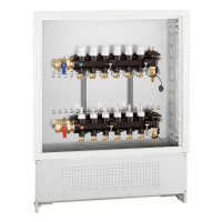 6706C1 Колектор з технополімеру у шафі Ø1&Prime; З x 3-виходи х 3/4&Prime; З 6 bar Caleffi S.p.a