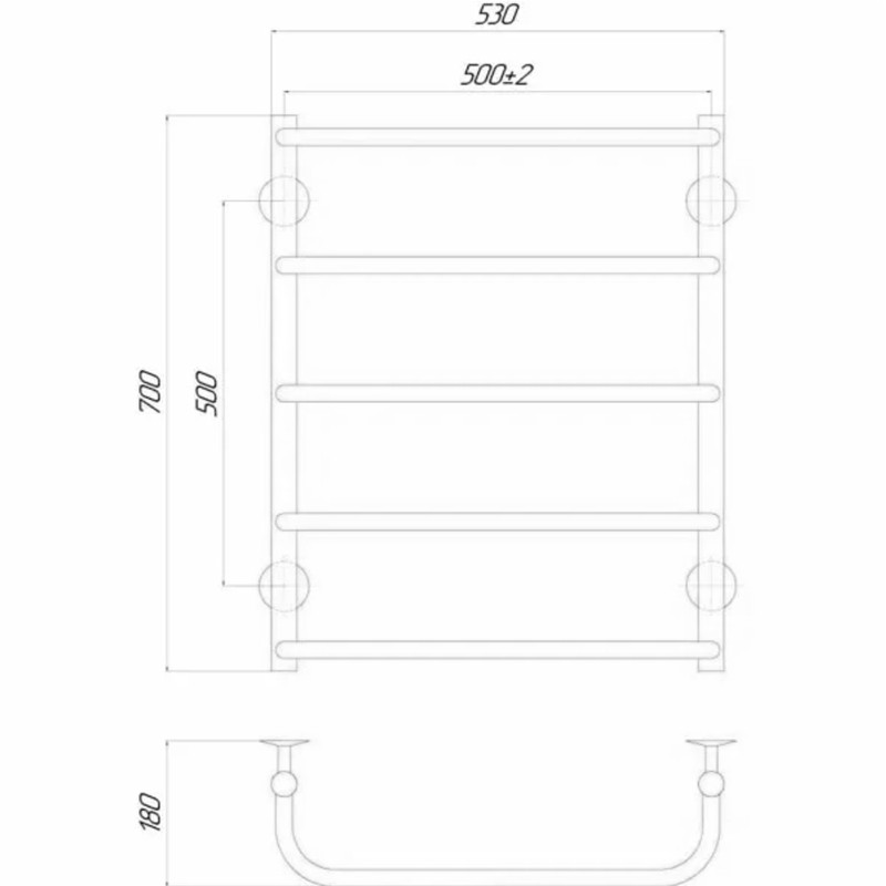 Рушникосушарка UNIO LS ЕU 700-500-5 Драбинка Скоба електро