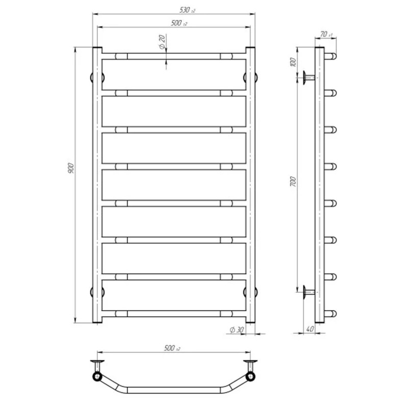 Рушникосушарка UNIO LS ЕU 900-500-8  Драбинка Скоба електро