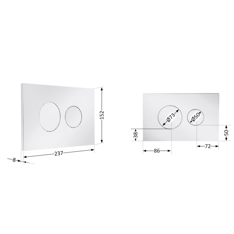 Клавіша змиву Qtap Standard 152x236x28 мм, Chrome, кругла QTSTD164CRM49469