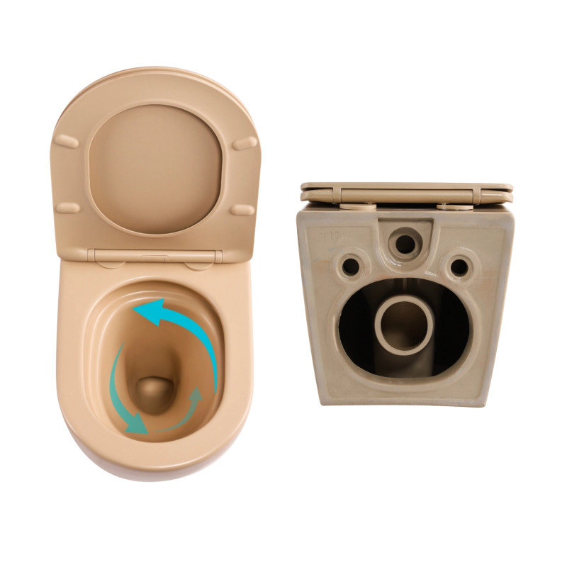 Комплект Qtap Robin Beige 3 в 1: підвісний унітаз Ultra Quiet + біде підвісне + раковина накладна QTROBSB49159